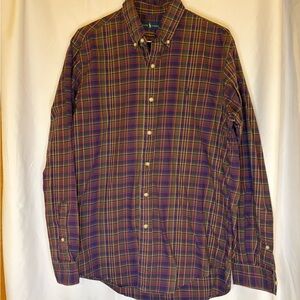 Ralph Lauren 100% Cotton Men's Checkered Shirt - Red and Green Y2K Preppy